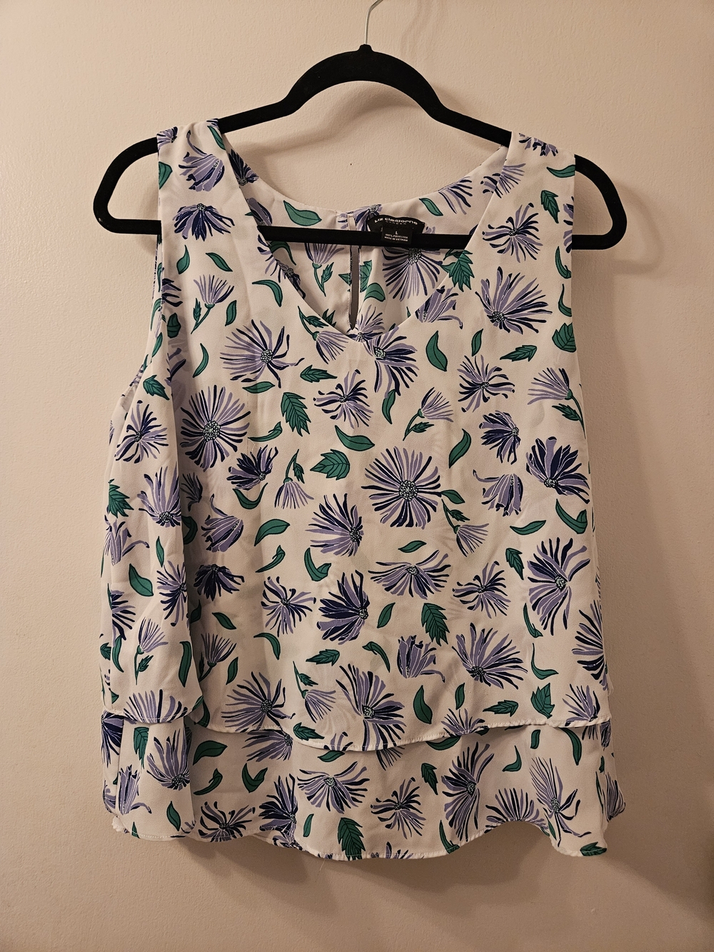 Liz Claiborne Sleeveless V-Neck Woven Layered Blouse Size L